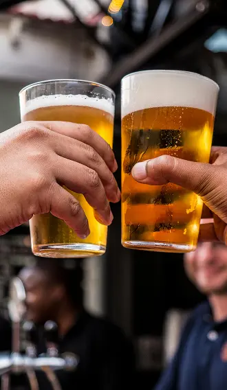Celebrating by having beer